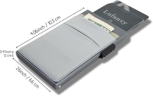 Lufanc Wallet - Slim Metal RFID Blocking Credit Card Holder for Men - Minimalist Pop Up Cards Wallet - Credit Card Wallet with Money Pocket Metal Card Case (Black) in Saudi Arabia