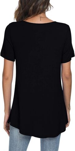 لونديوان تونيك تونيك كاجوال قصير الاكمام قميص صيفي ابيض ضيق بلوزة سوداء XL in Kuwait