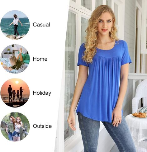 لونديوان تونيك تونيك كاجوال قصير الاكمام قميص صيفي ابيض ضيق بلوزة سوداء XL in Kuwait