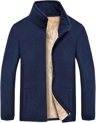 PAODIKUAI Men's Fleece Zip-Up Jacket Workout Fleece Jackets Full Zip Wool Warm Thick Coats with Pockets in Saudi Arabia