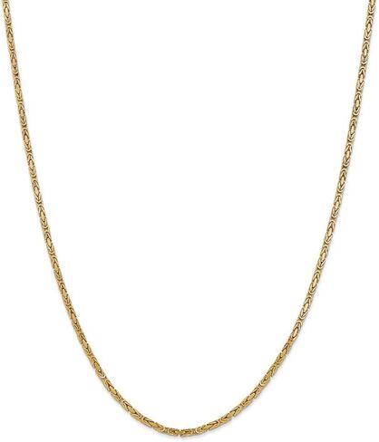 Solid 14k Yellow Gold 2mm Byzantine Chain Necklace - with Secure Lobster Lock Clasp - in Saudi Arabia