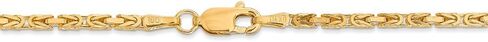 Solid 14k Yellow Gold 2mm Byzantine Chain Necklace - with Secure Lobster Lock Clasp - in Saudi Arabia