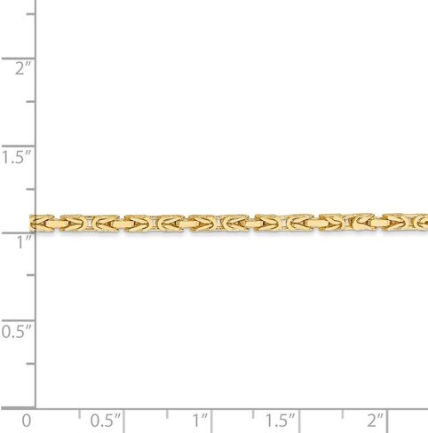 Solid 14k Yellow Gold 2mm Byzantine Chain Necklace - with Secure Lobster Lock Clasp - in Saudi Arabia