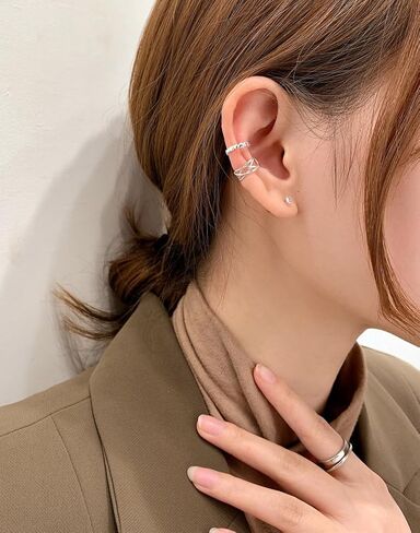 Besyvvin 4pcs Ear Cuff for Women Stainless Steel Fake Non Piercing Clips on Helix Cartilage Earrings with Cross CZ Butterfly in Saudi Arabia