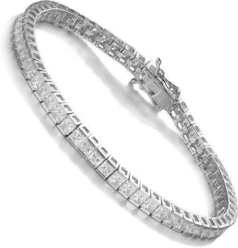 SHKA 925 الفضة الاسترليني الأميرة ساحة قطع سوار التنس 18K سوار المرأة تشيكوسلوفاكيا أساور سوار الزفاف مع 3x3mm إثارة مكعب زركونيا الحجر in Kuwait