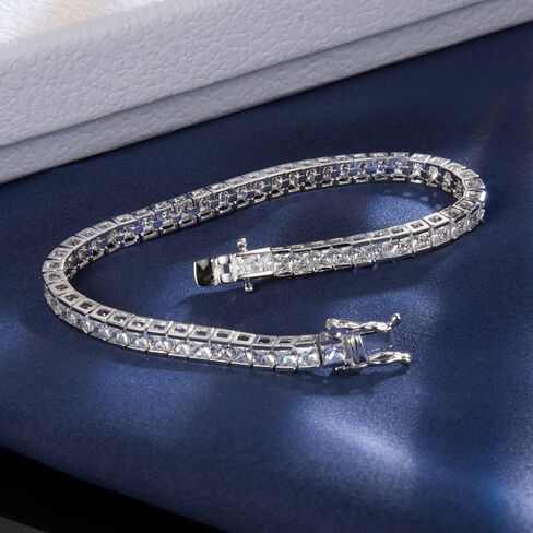 SHKA 925 الفضة الاسترليني الأميرة ساحة قطع سوار التنس 18K سوار المرأة تشيكوسلوفاكيا أساور سوار الزفاف مع 3x3mm إثارة مكعب زركونيا الحجر in Kuwait