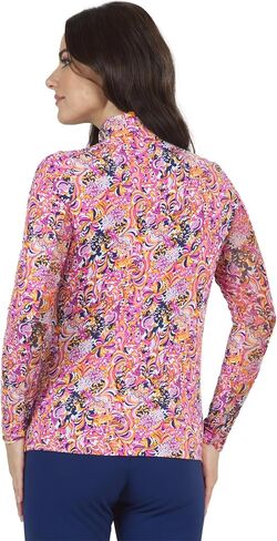 IBKUL Athleisure Wear واقي من الشمس UPF 50+ Icefil Cooling Tech Marissa طباعة كم طويل رقبة وهمية - 10656 in Kuwait