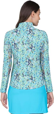 IBKUL Athleisure Wear واقي من الشمس UPF 50+ Icefil Cooling Tech Marissa طباعة كم طويل رقبة وهمية - 10656 in Kuwait