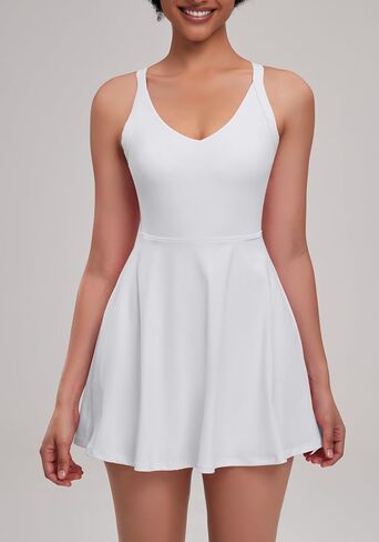 gofiep Womens Tennis Golf Dress with Open-Back Waistband Shorts Pockets Workout Athletic Dresses in Saudi Arabia