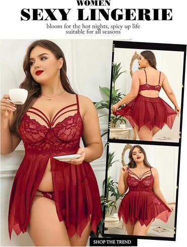 Avidlove Babydoll Lingerie for Women Strappy Nightdress Sexy Nightgowns Bridal Chemise Plus Size Lace Langeray L-4XL in Saudi Arabia