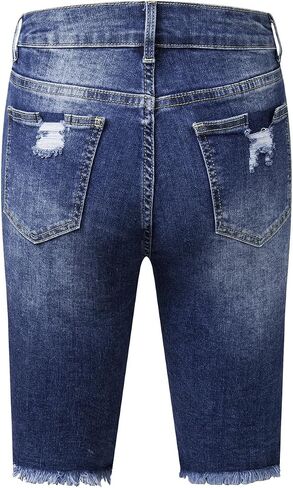 EVALESS Womens Denim Bermuda Shorts Distressed Frayed Raw Hem Jeans Shorts in Saudi Arabia