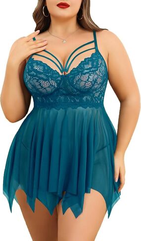 Avidlove Babydoll Lingerie for Women Strappy Nightdress Sexy Nightgowns Bridal Chemise Plus Size Lace Langeray L-4XL in Saudi Arabia