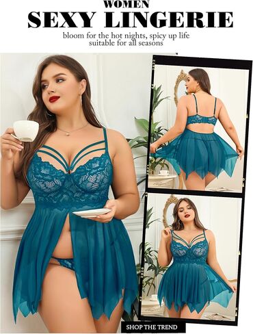 Avidlove Babydoll Lingerie for Women Strappy Nightdress Sexy Nightgowns Bridal Chemise Plus Size Lace Langeray L-4XL in Saudi Arabia