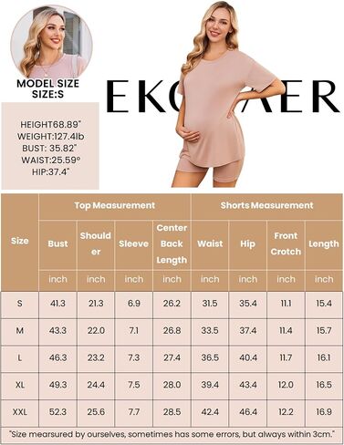 Ekouaer بيجامة الأمومة النسائية 2 قطعة وتتسابق قمصان قصيرة الأكمام والسراويل صالة الحمل ملابس ماما in Saudi Arabia