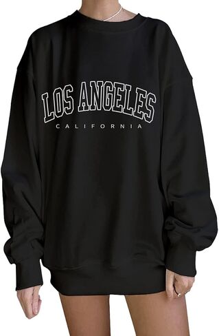 SEGORTS Women Oversized Sweatshirt Los Angeles California New York Crewneck Long Sleeve Casual Vintage Graphic Pullover Tops in Saudi Arabia