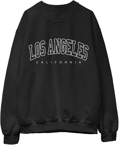 SEGORTS Women Oversized Sweatshirt Los Angeles California New York Crewneck Long Sleeve Casual Vintage Graphic Pullover Tops in Saudi Arabia