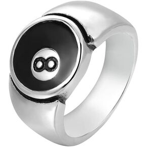 OAKKY Men's Stainless Steel Billiard 8 Ball Signet Lucky Gothic Biker Ring in Saudi Arabia