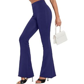 LYANER Women's Bell Bottom Pants Flare Wide Leg Stretch High Waist Work Office Trousers