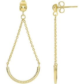 14k Yellow Gold Open Teardrop Rolo Chain Drop Earrings with Friction Back in Saudi Arabia