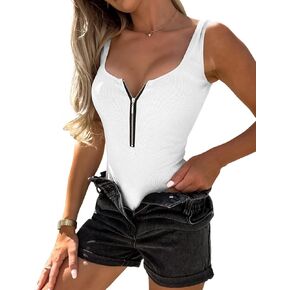 Merzhiiry ملابس داخلية مثيرة مضلعة بأزرار للأسفل للنساء بياقة على شكل V غير رسمية بدون أكمام قميص Leatord تانك القمم قميص هينلي الصيفي in Kuwait