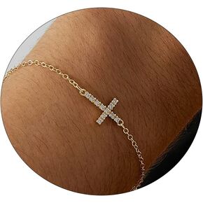 Dainty Gold Bracelets for Women Cute Tiny Sideways Cross Bracelets Delicate Heart-Shaped Bracelet Cute Handmade Wedding Jewelry Gift in Kuwait