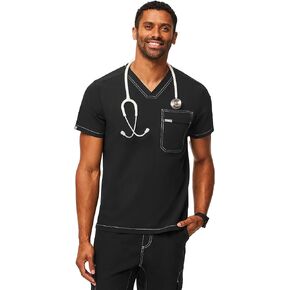 قميص FIGS Leon Cargo Scrub للرجال - مقاس مخصص، رقبة على شكل حرف V عصرية، جيب على الصدر، مطاط في 4 اتجاهات - حصريًا لأمازون in Kuwait