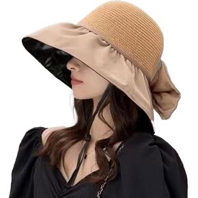 Women's Sun hat Foldable Straw hat Breathable Sun hat Travel Cycling Beach Suitable (Khaki) in Saudi Arabia