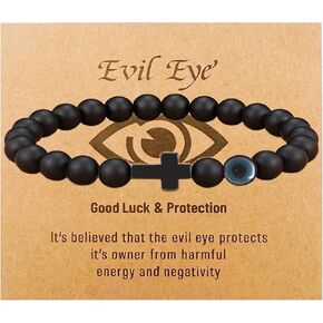 Teen Girl Boys Mens Gifts, Natural Stone Cross Bracelets Evil Eye Bracelets Trendy Stuff Inspirational Teen Girl Gifts Ideas Bracelet&Card Inspirational gifts for Daughter Son, Husband-Birthday Graduation Retirement Christmas Gift in Saudi Arabia