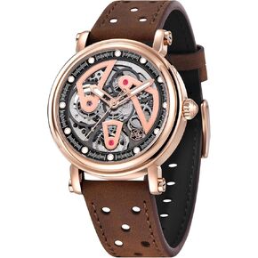 ساعة BENYAR للرجال ساعات يد ميكانيكية أوتوماتيكية بمينا هيكل عظمي وحزام جلدي من زجاج الياقوت الاصطناعي الأنيق in Kuwait