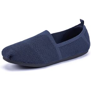 LYTIYO Women's Knit Flat Shoes,Classic Casual Washable Shoes,Comfortable Walking Slip-On Ballerina Square Toe Shoes for Women