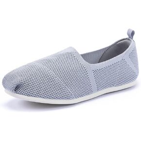 LYTIYO Women's Knit Flat Shoes,Classic Casual Washable Shoes,Comfortable Walking Slip-On Ballerina Square Toe Shoes for Women