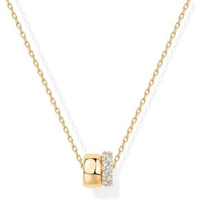 PAVOI 14K Gold Plated Cubic Zirconia Rondelle Pendant Necklace for Women | Two-Toned Dainty CZ Necklaces