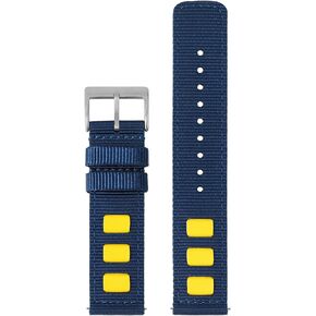 Quick Release Rugged Nylon Watch Strap 20mm 22mm - Durable Nylon Fabric with Leather Hybrid Watch Band for Regular & Smart Watches