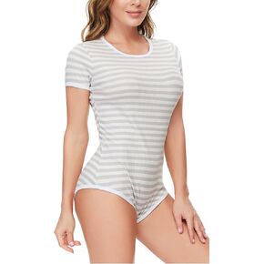 CutiePlusU Cotton Button Crotch Bodysuit Onesie Pajamas Romper Stripe