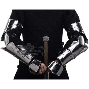HISTORIC HANDICRAFT Medieval Pauldron Spartacus Cosplay Metal Sleeve Arm Guards Armor LARP Silver Finish Costume For Christmas Halloween in Saudi Arabia