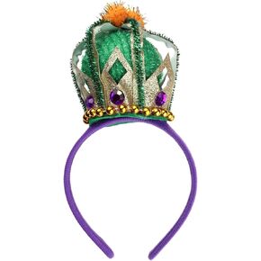 عصابة رأس Needzo Mardi Gras، إكسسوار كرنفال باللونين الأرجواني والأخضر والذهبي، حفلة تحت عنوان، مقاس واحد يناسب الجميع in Saudi Arabia