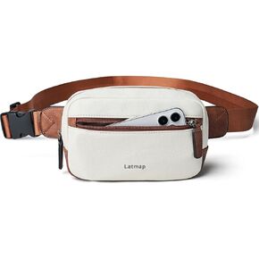 LATMAP 2L Fanny Packs Everywhere Belt Bag Small Fashion Crossbody Waist Pack Faux Leather Waterproof Sling Chest Bag For Women Trendy Beige in Saudi Arabia