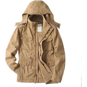 Men's Military Jackets Hoodie Cargo Bomber Outdoor Coat with Multi Pockets