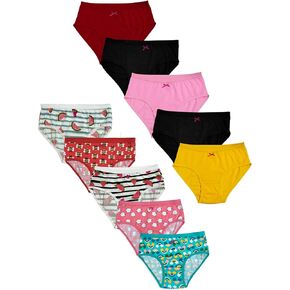 دي تشيكا سراويل قطنية للبنات| ملابس داخلية قطنية محببة متنوعة ومطبوعة للفتيات | ملابس يومية للبنات ملابس داخلية قطنية | سراويل داخلية قطنية قابلة للتنفس | حزمة من 10 in Kuwait