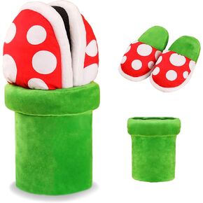 Firecos Piranha Plant Slippers with Pipe Funny Plush Cute Cannibal Flower Gifts for Women Men Teens in Saudi Arabia