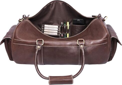 Aaron Leather Duffle Bag for Men, 30L Overnight Weekender Garment Duffel Bags for Travel, Carry On Mens Weekend Bag for Traveling, Gym, Luggage Bag, Perfect Classic Gift for Father's Day - Arlington in Saudi Arabia