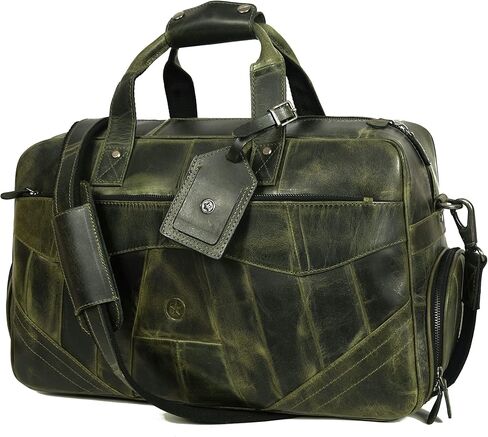 Aaron Leather Duffle Bag for Men, 30L Overnight Weekender Garment Duffel Bags for Travel, Carry On Mens Weekend Bag for Traveling, Gym, Luggage Bag, Perfect Classic Gift for Father's Day - Arlington in Saudi Arabia