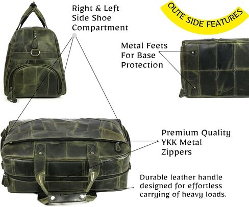 Aaron Leather Duffle Bag for Men, 30L Overnight Weekender Garment Duffel Bags for Travel, Carry On Mens Weekend Bag for Traveling, Gym, Luggage Bag, Perfect Classic Gift for Father's Day - Arlington in Saudi Arabia
