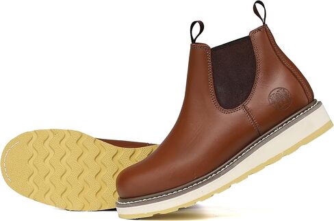 HANDPOINT Slip-on Soft Toe Work Boot for Men, SURETRACK Leather Slip Resistant Durable Breathable Work Boot 84985 in Kuwait