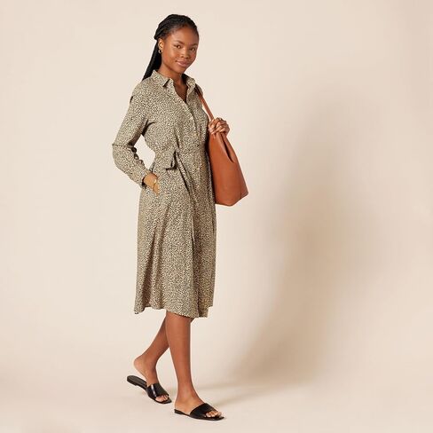 Amazon Essentials Women's Georgette Long Sleeve Midi Length Shirt Dress in Saudi Arabia