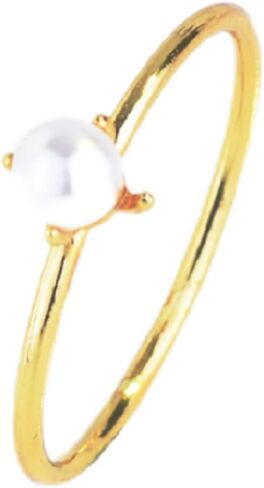 LRGKMCWTOB Women's 14k Yellow Gold Pearl Inlaid Pearl Ring Wedding Party Fashion Engagement Wedding Jewelry Size 6-10 in Saudi Arabia