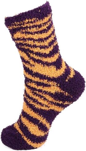BambooMN Super Soft Microfiber Fuzzy Team Spirit Socks - Zebra Print - 8 Options 4 Pairs in Saudi Arabia