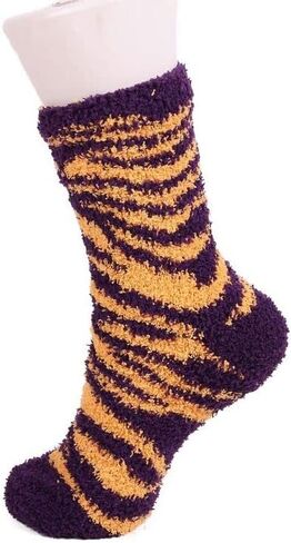 BambooMN Super Soft Microfiber Fuzzy Team Spirit Socks - Zebra Print - 8 Options 4 Pairs in Saudi Arabia