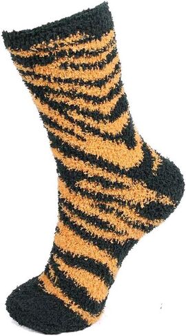 BambooMN Super Soft Microfiber Fuzzy Team Spirit Socks - Zebra Print - 8 Options 4 Pairs in Saudi Arabia