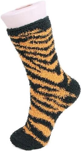 BambooMN Super Soft Microfiber Fuzzy Team Spirit Socks - Zebra Print - 8 Options 4 Pairs in Saudi Arabia
